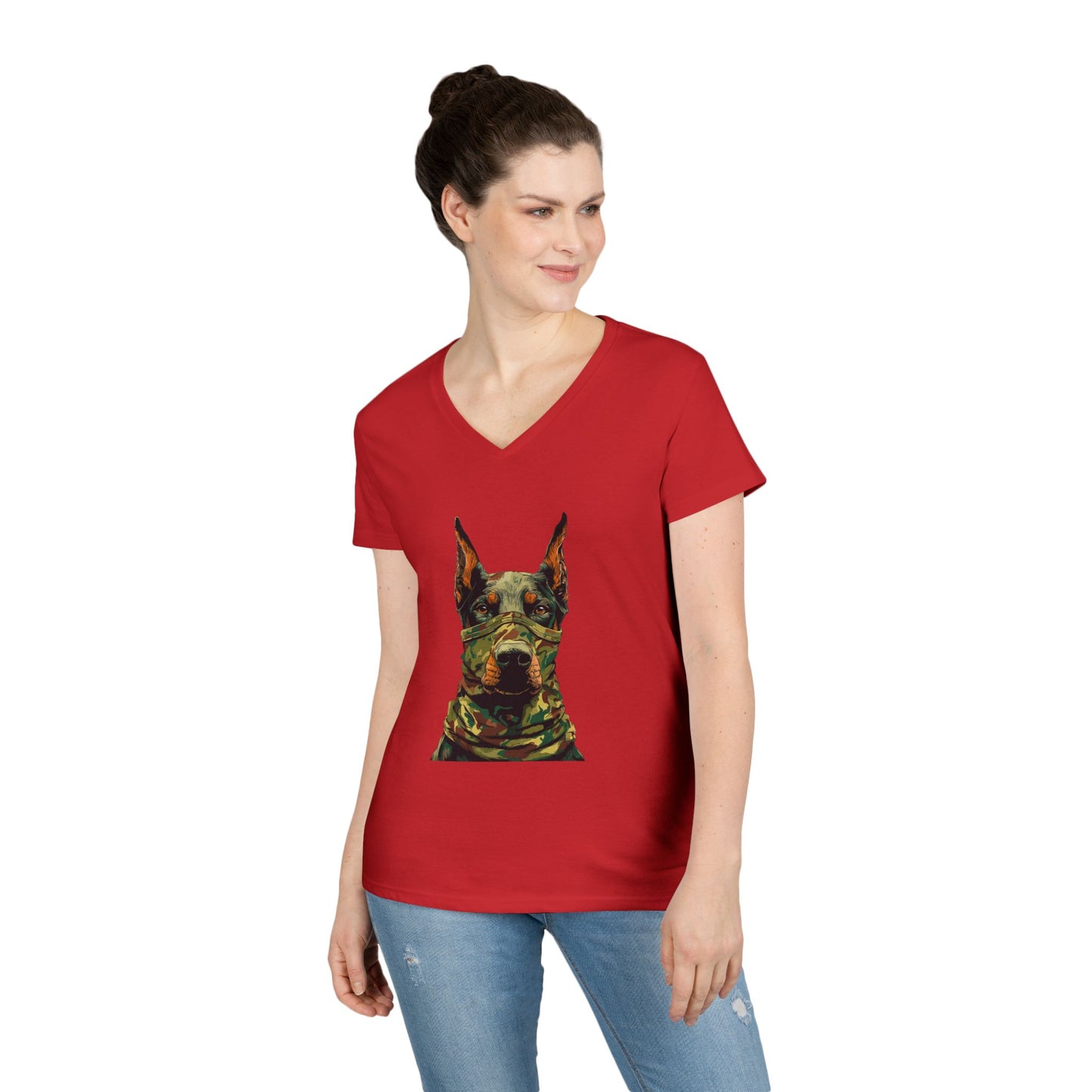 Doberman 4 V-Neck Tee Shirt for Women
