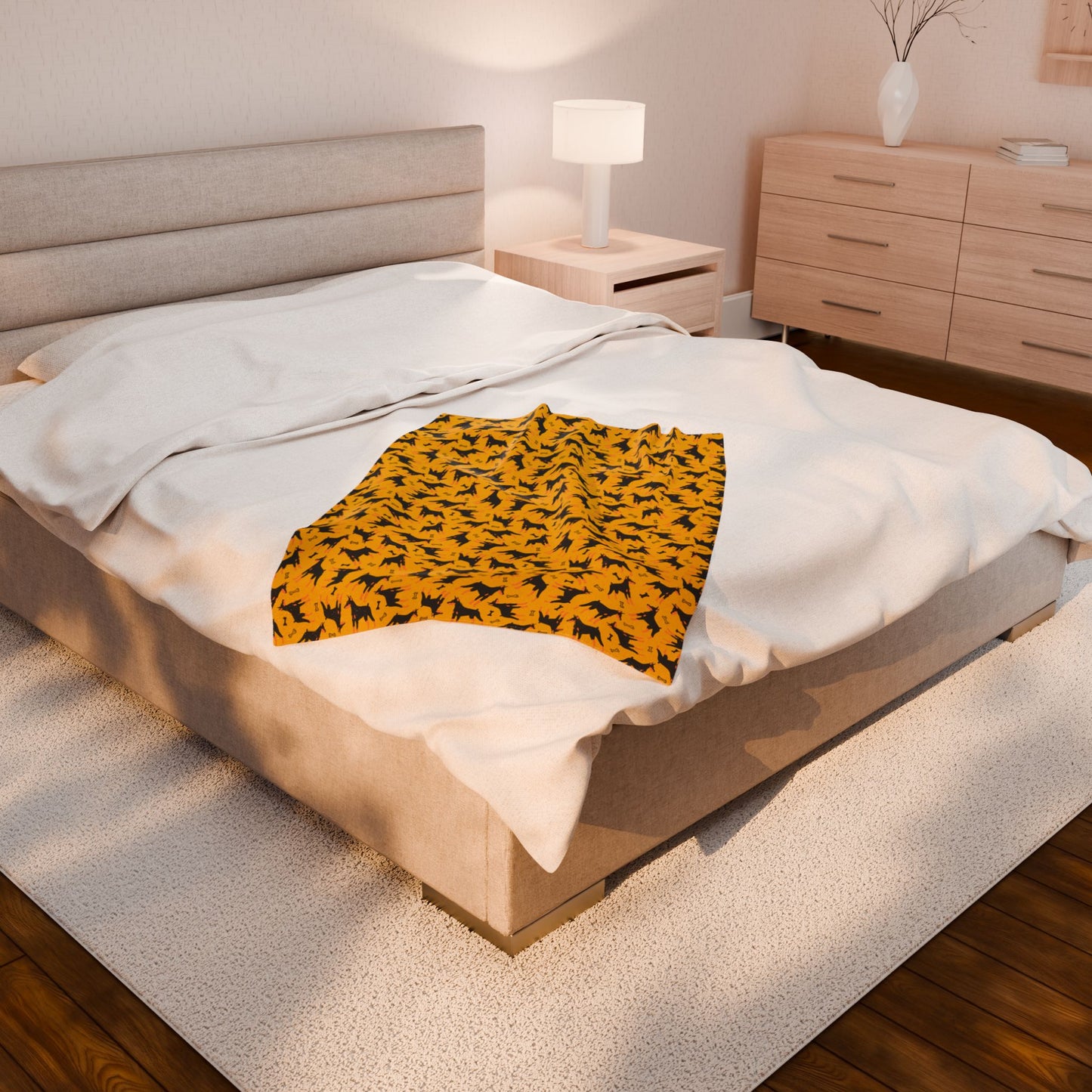 Yellow AOP Velveteen Plush Blanket
