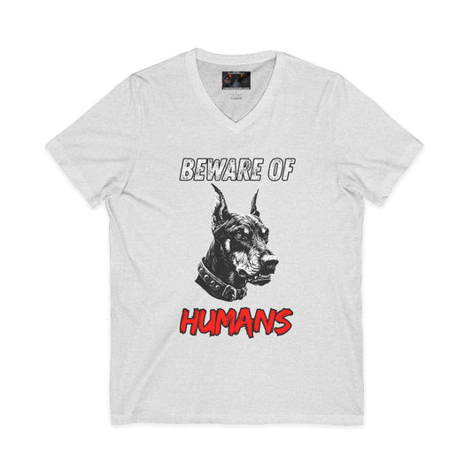 Beware 3 Private Label Unisex Jersey Short Sleeve V-Neck Tee