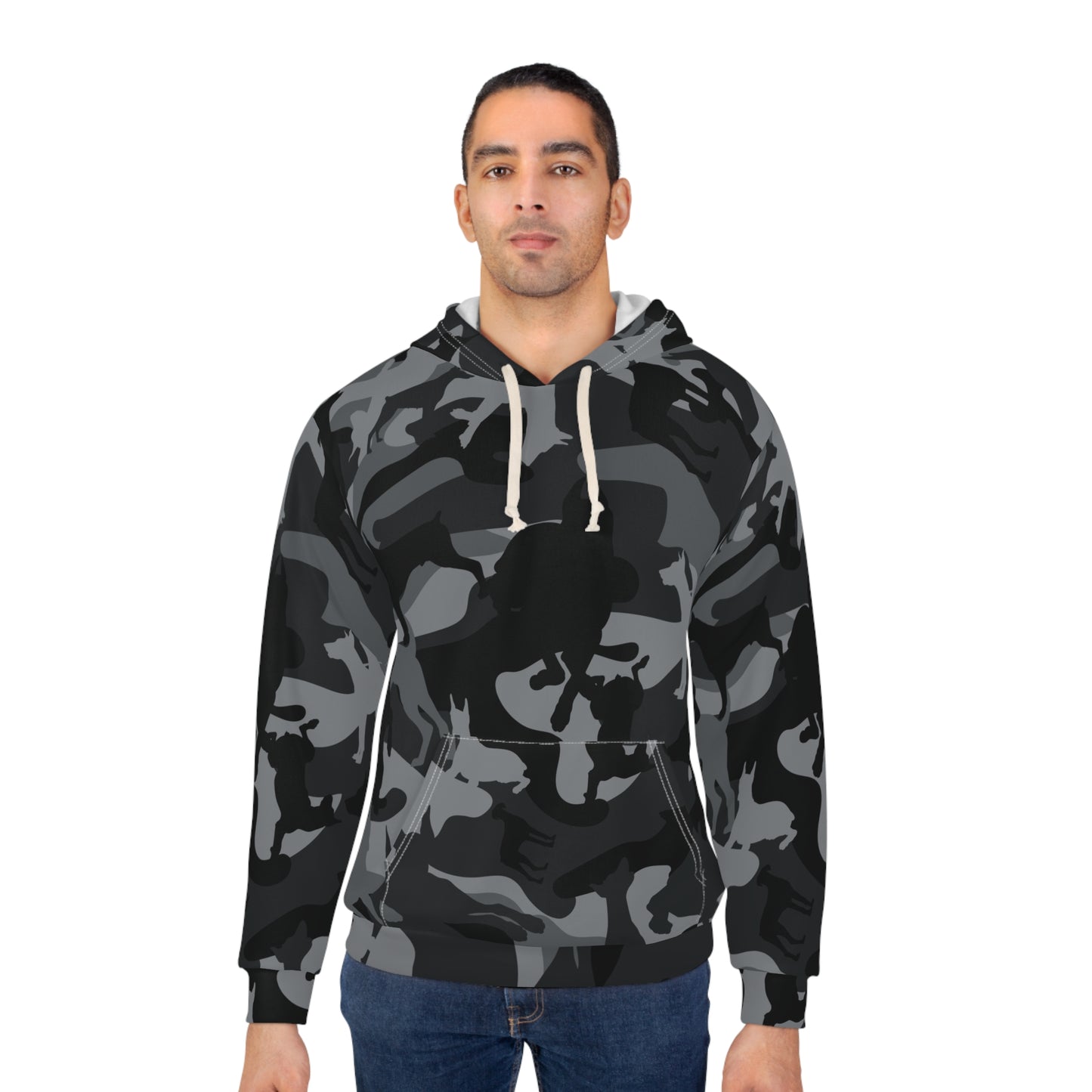 Doberman Camo 11 Unisex Pullover Hoodie (AOP)