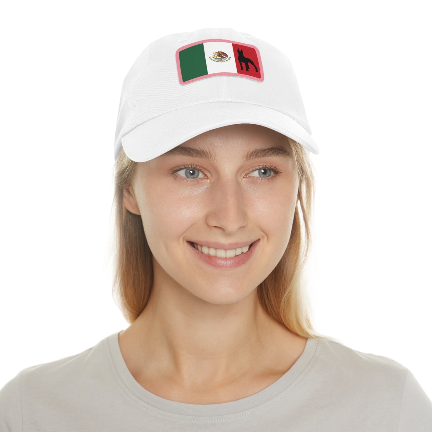 Doberman Mexico Protect 1 Dad Hat with Leather Patch (Rectangle)