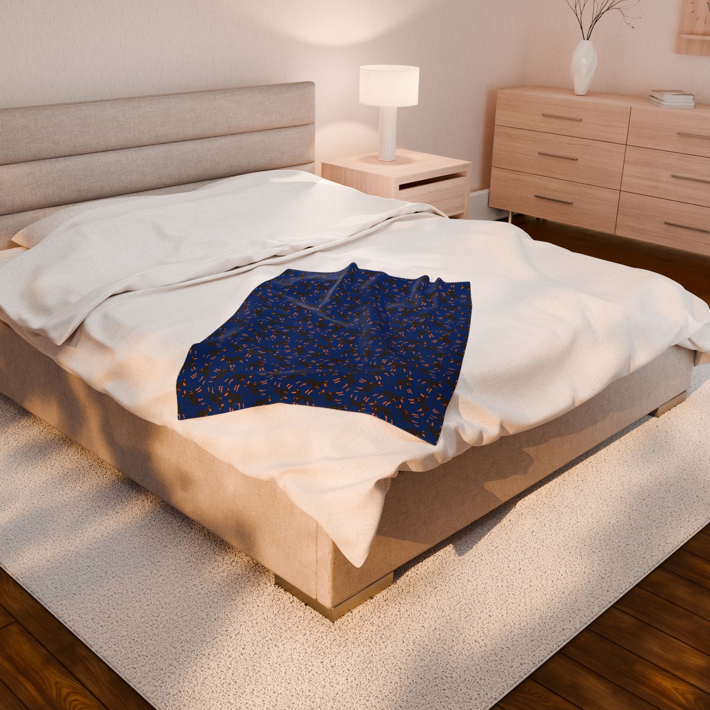 Blue AOP Velveteen Plush Blanket