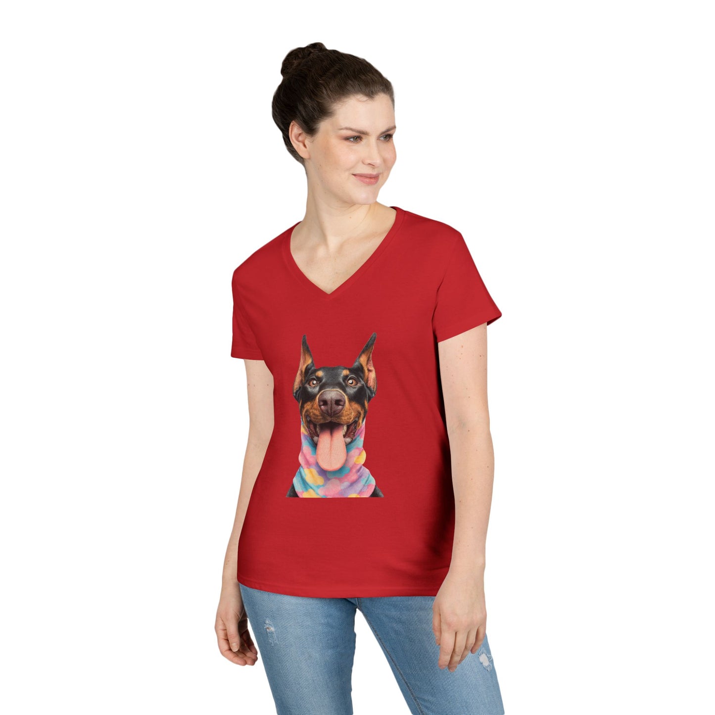 Doberman 1 V-Neck Tee Shirt for Women