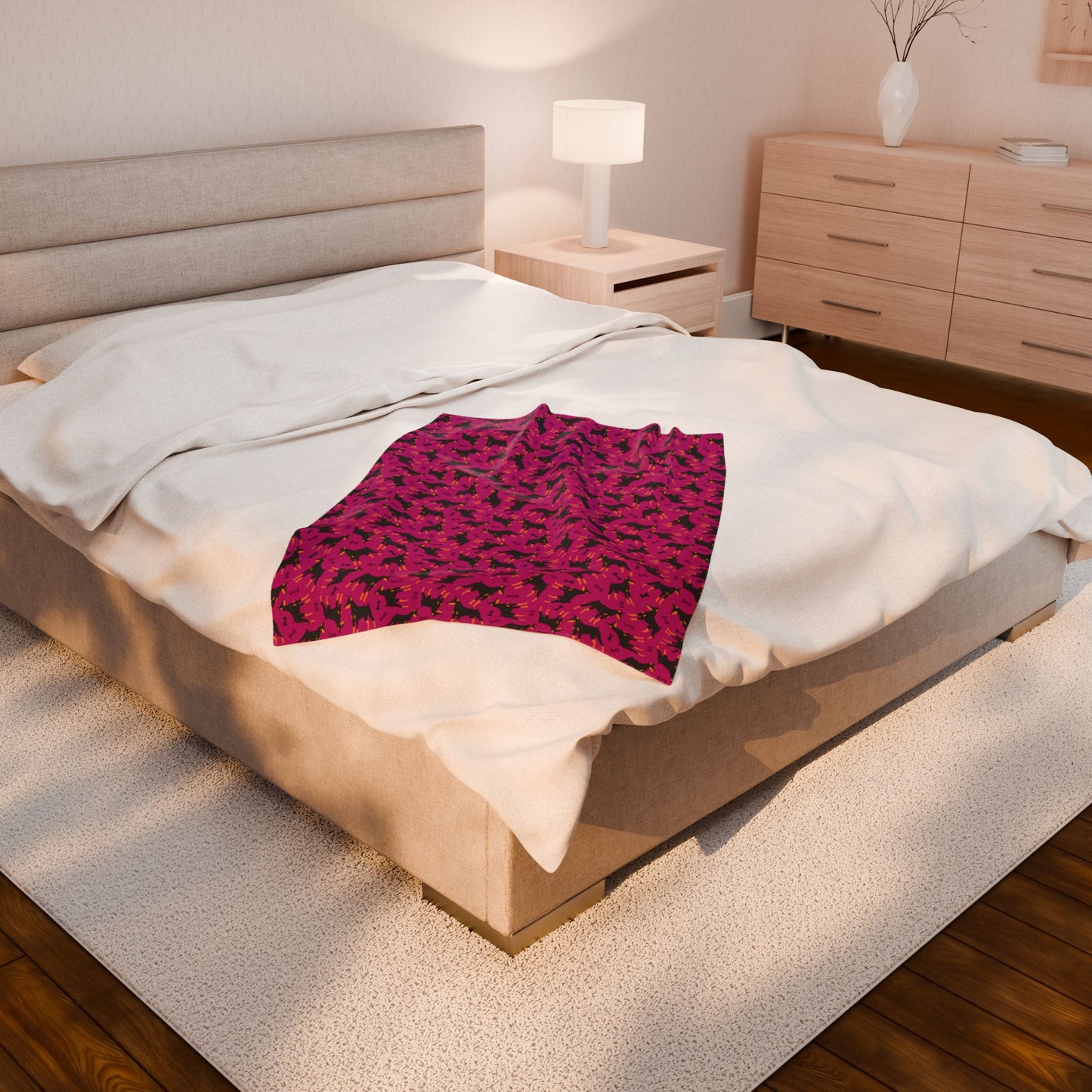 Pink AOP Velveteen Plush Blanket