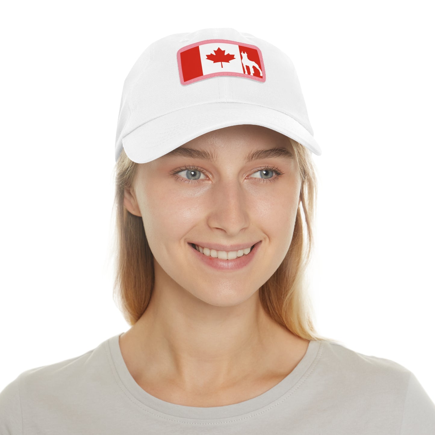 Doberman Protect Canada 2 Dad Hat with Leather Patch (Rectangle)