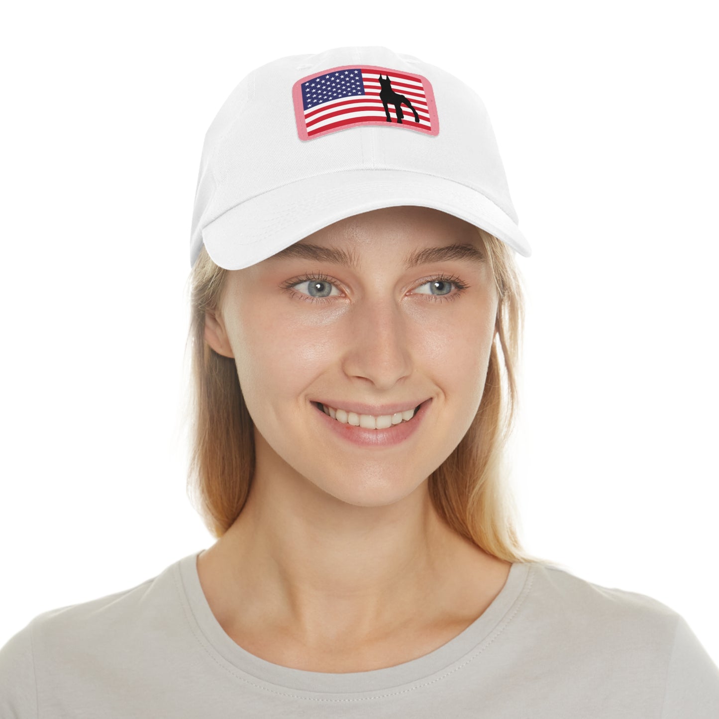 Doberman Protect USA 2 Dad Hat with Leather Patch (Rectangle)