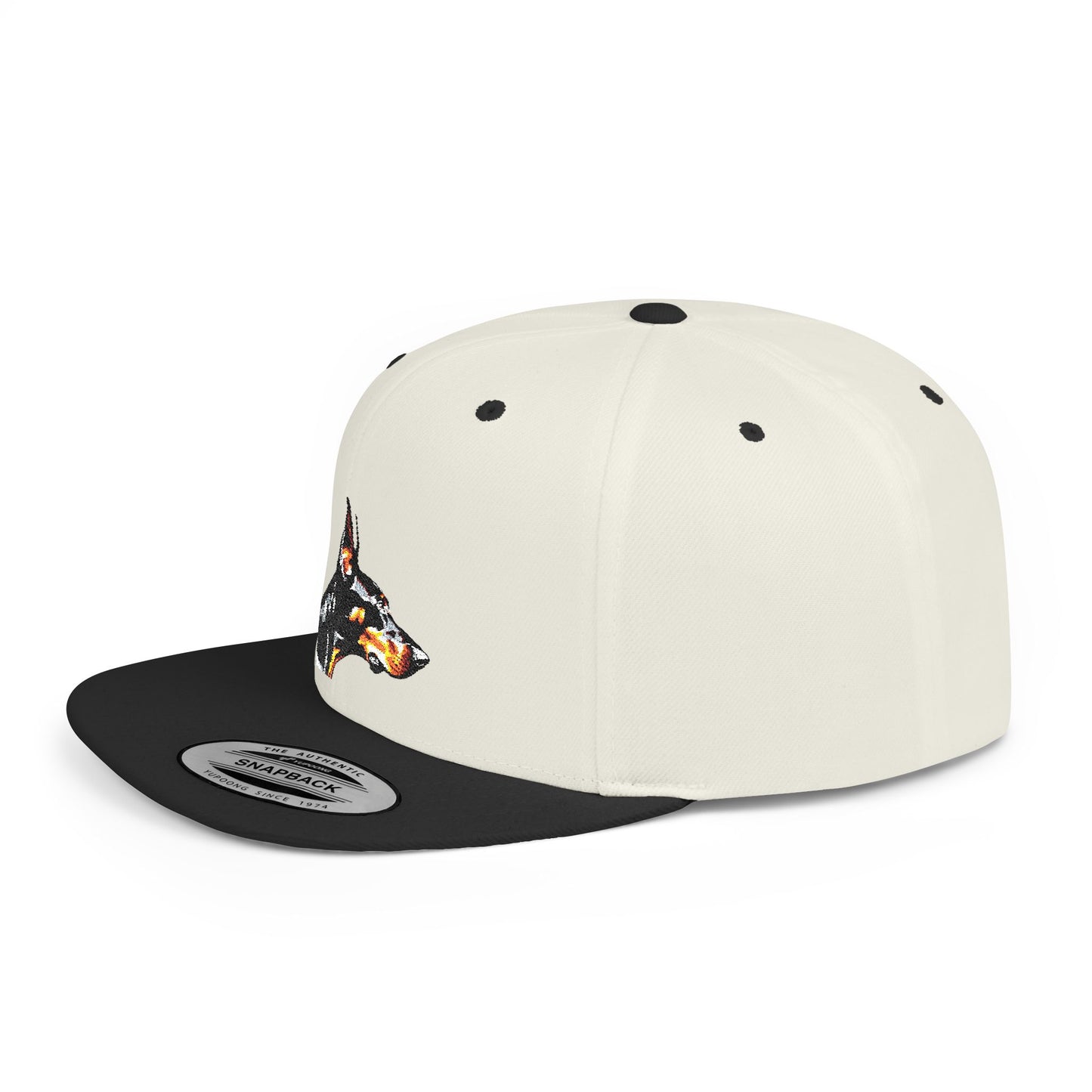 Doberman 5 Embroidered Flat Bill Snapback