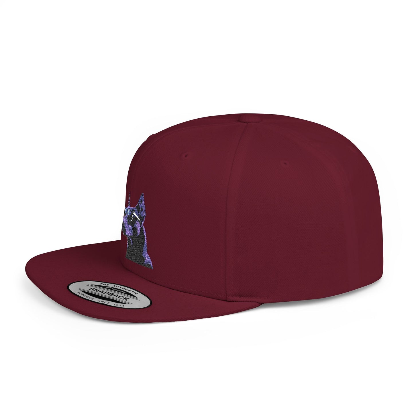 Doberman 4 Embroidered Flat Bill Snapback