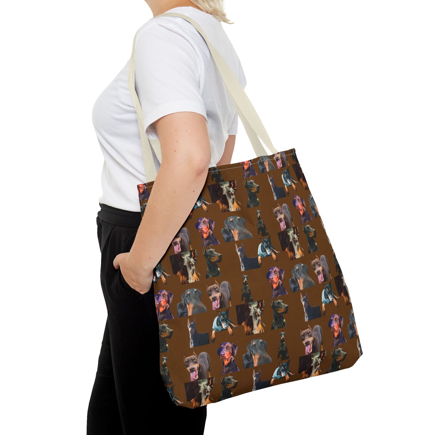 Edition 3 Doberman Model Pattern Brown Tote Bag