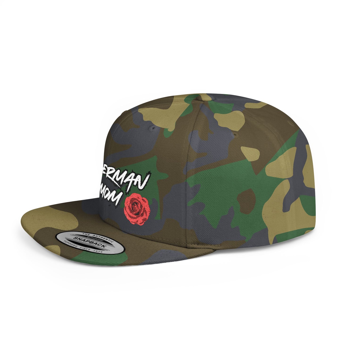 Mom 1 Embroidered Flat Bill Snapback