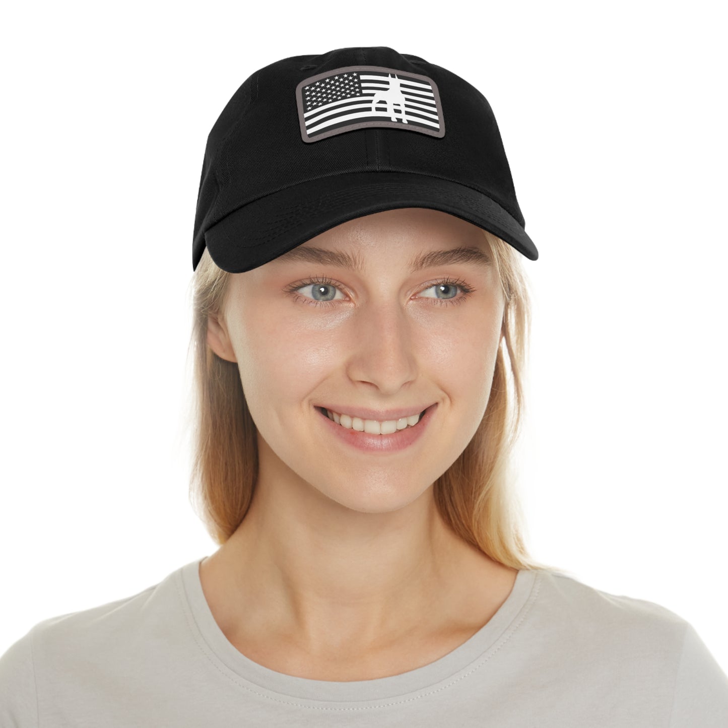 Doberman Protect 1 Dad Hat with Leather Patch (Rectangle)
