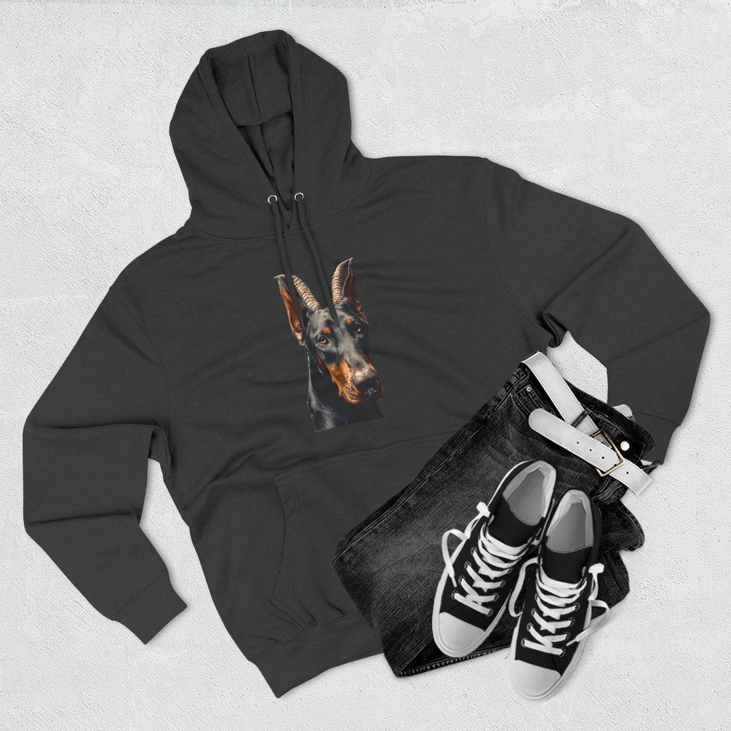 Doberman Goat 2 Fleece Hoodie