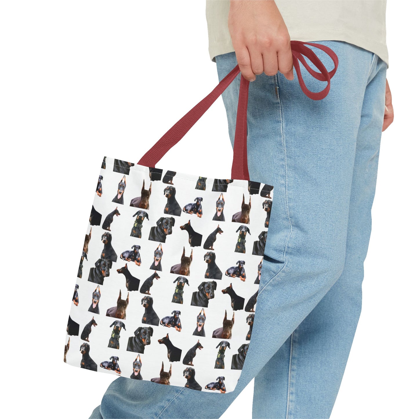 Edition 6 Doberman Model Pattern White Tote Bag