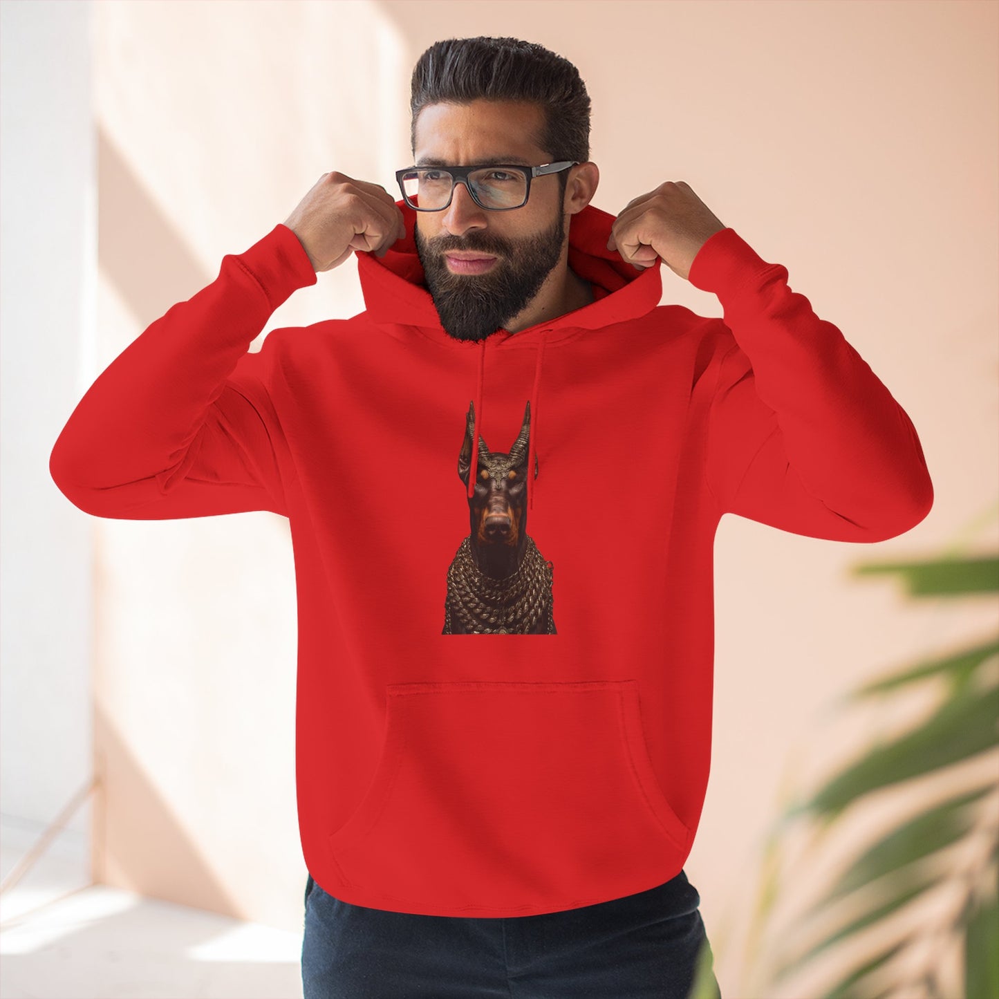 Doberman Goat 4 Fleece Hoodie