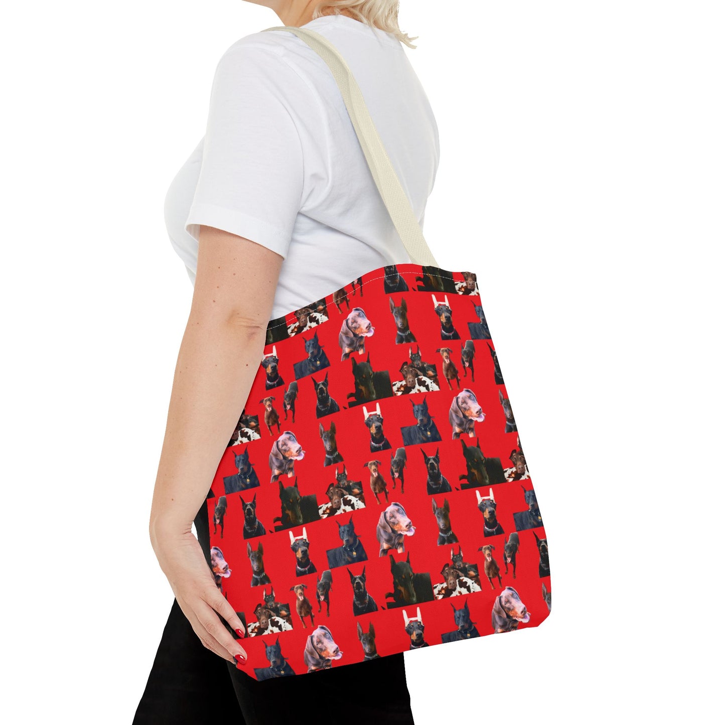 Edition 10 Doberman Model Pattern Red Tote Bag