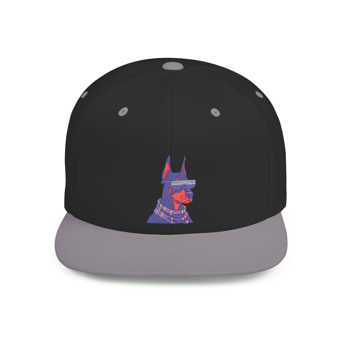 Doberman 2 Embroidered Flat Bill Snapback