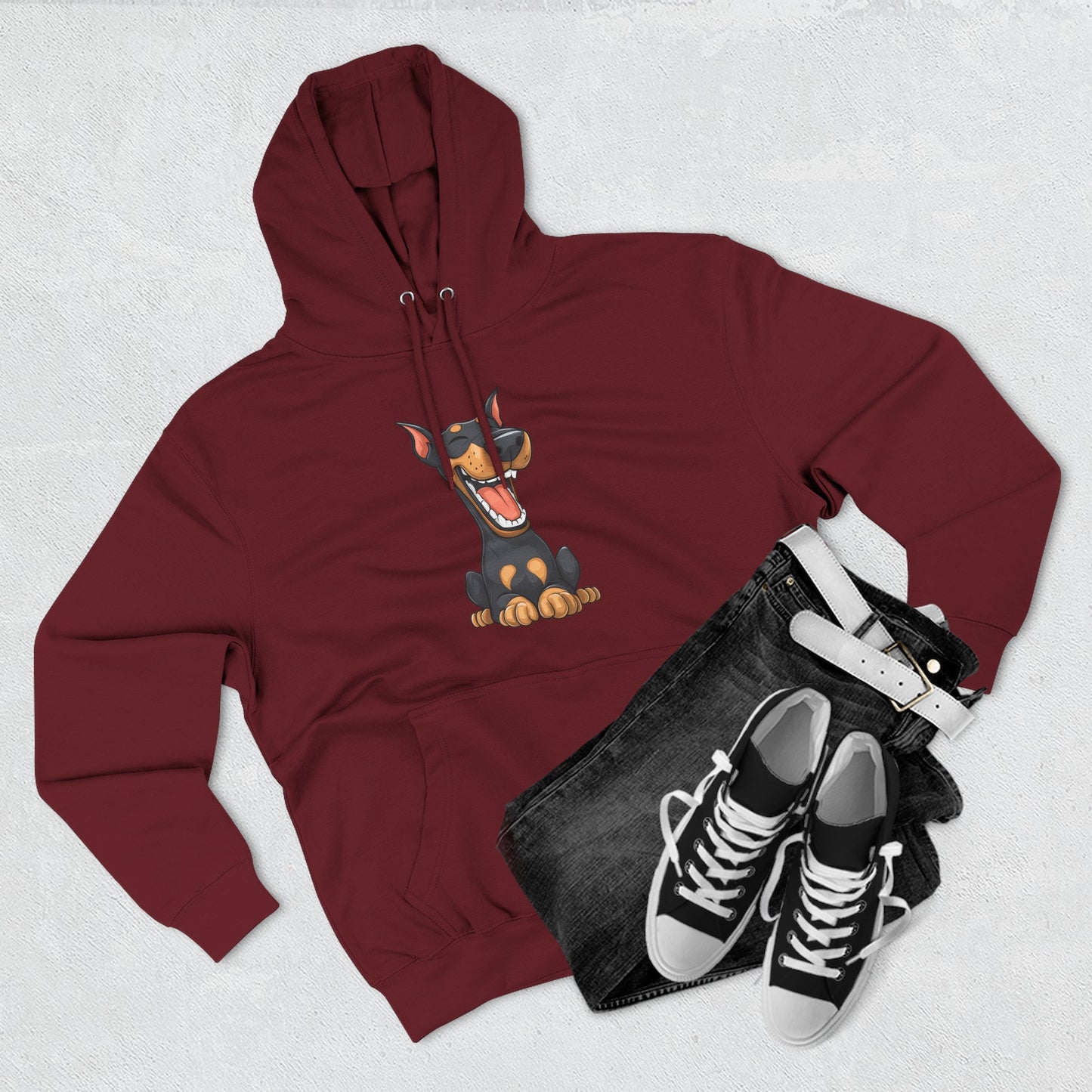 Doberman Cartoon 3 Three-Panel Fleece Hoodie