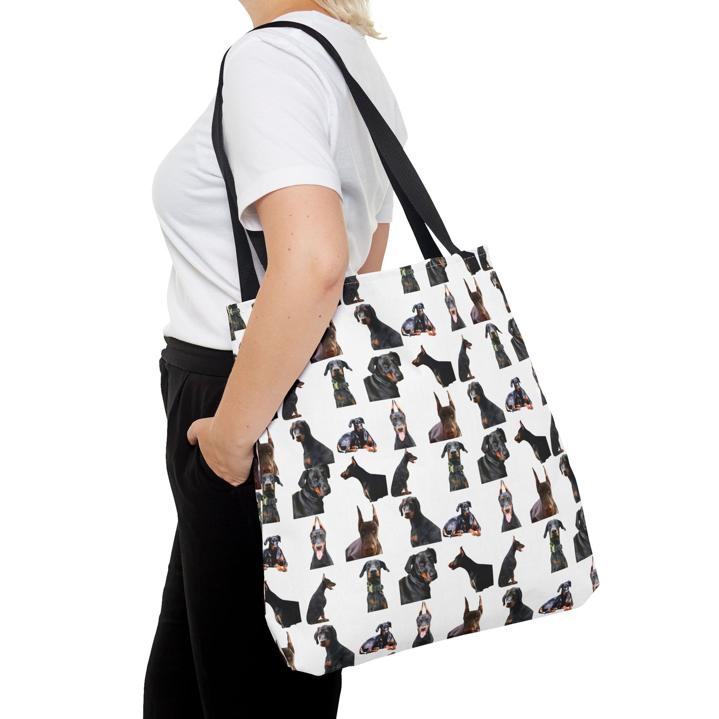 Edition 6 Doberman Model Pattern White Tote Bag