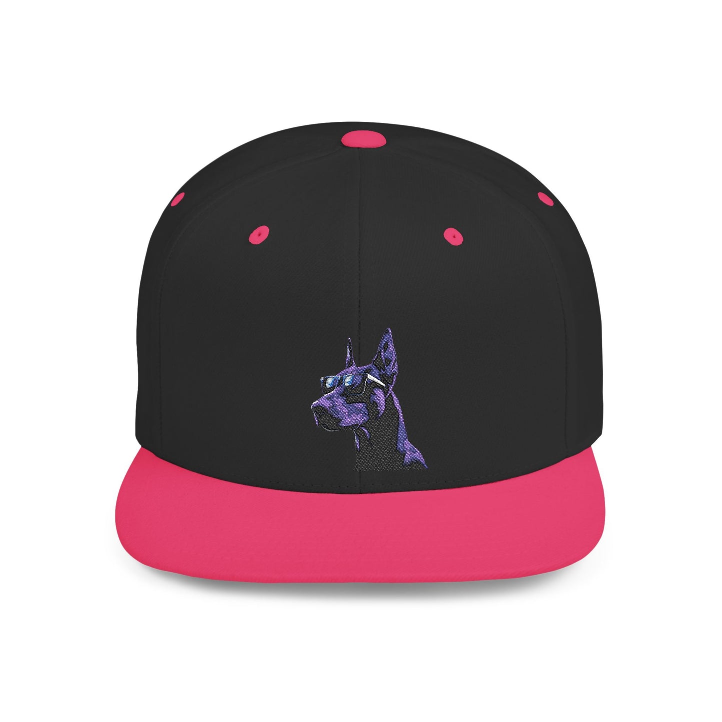Doberman 4 Embroidered Flat Bill Snapback