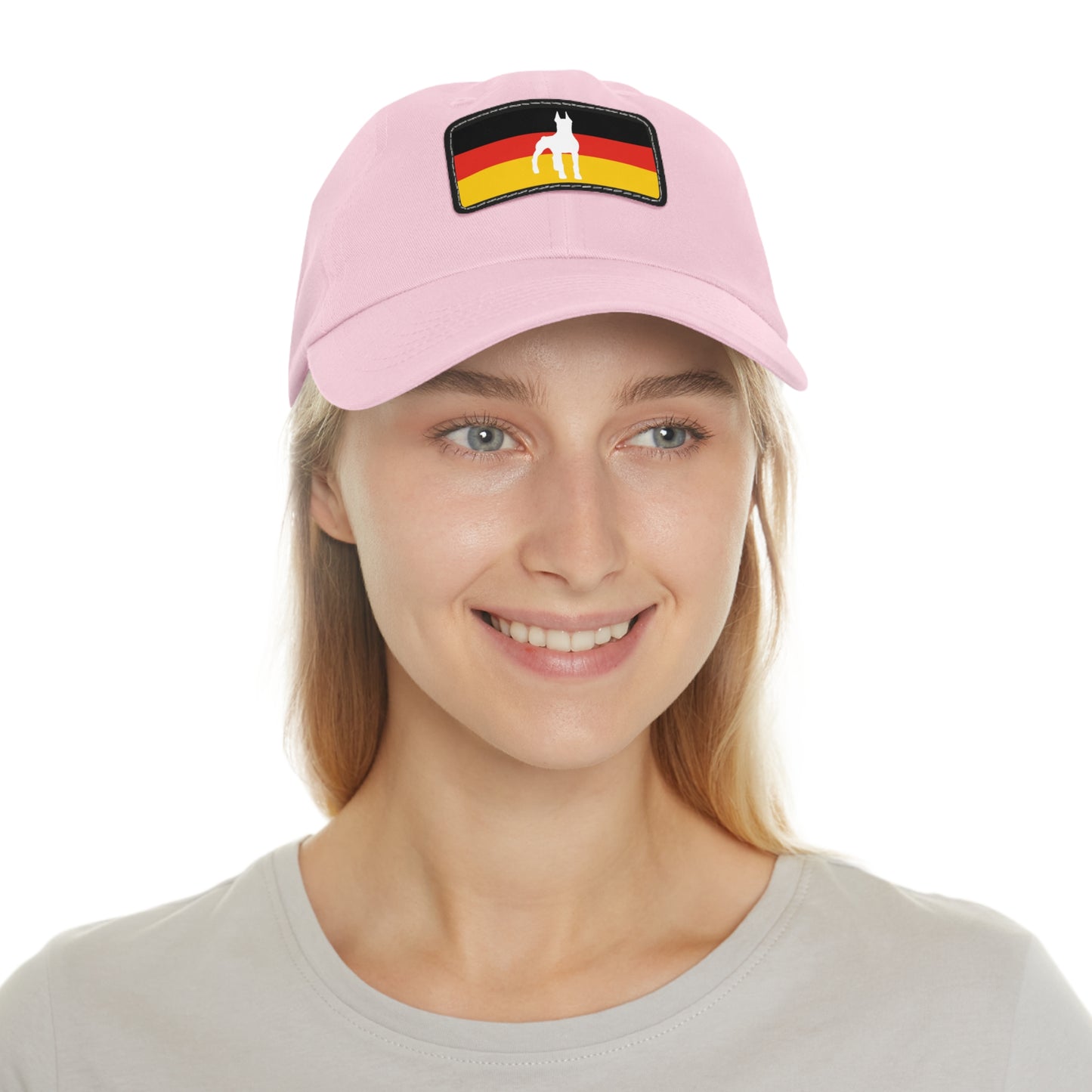 Doberman Germany Protect 1 Dad Hat with Leather Patch (Rectangle)