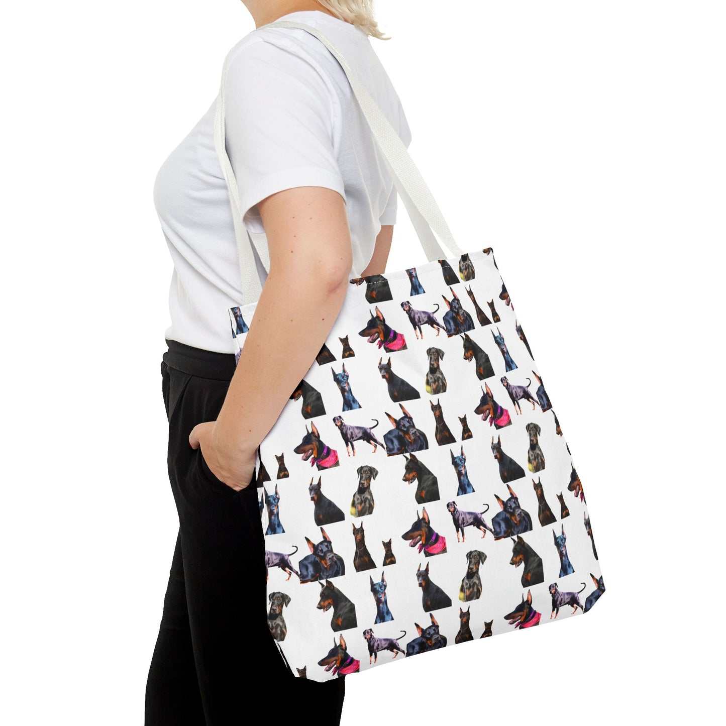 Edition 7 Doberman Model Pattern White Tote Bag