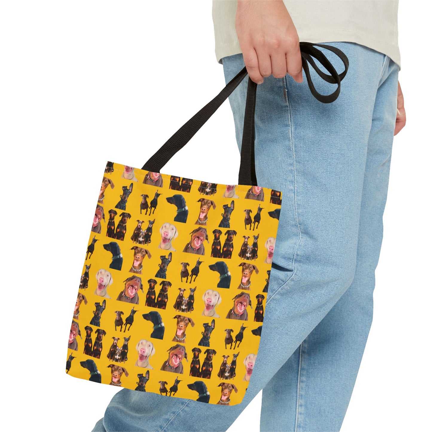 Edition 9 Doberman Model Pattern Yellow Tote Bag