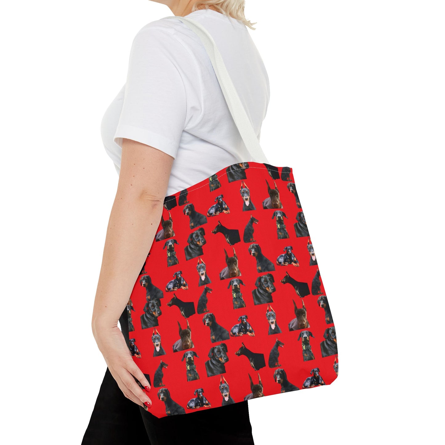 Edition 6 Doberman Model Pattern Red Tote Bag