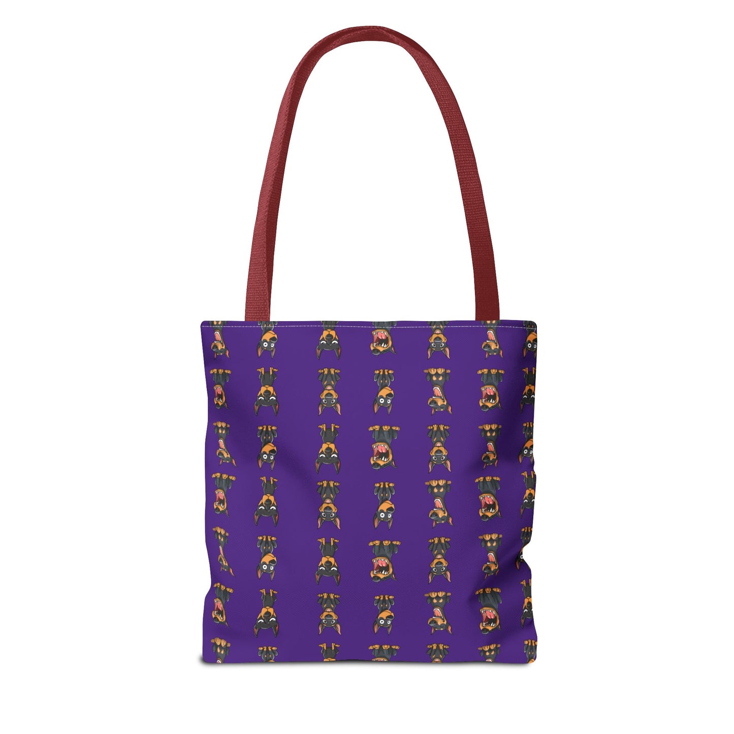Doberman Cartoon Pattern Purple Tote Bag