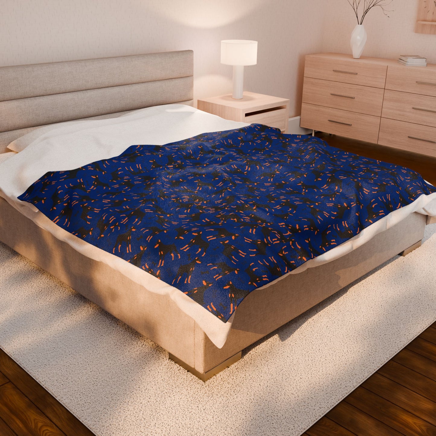 Blue AOP Velveteen Plush Blanket