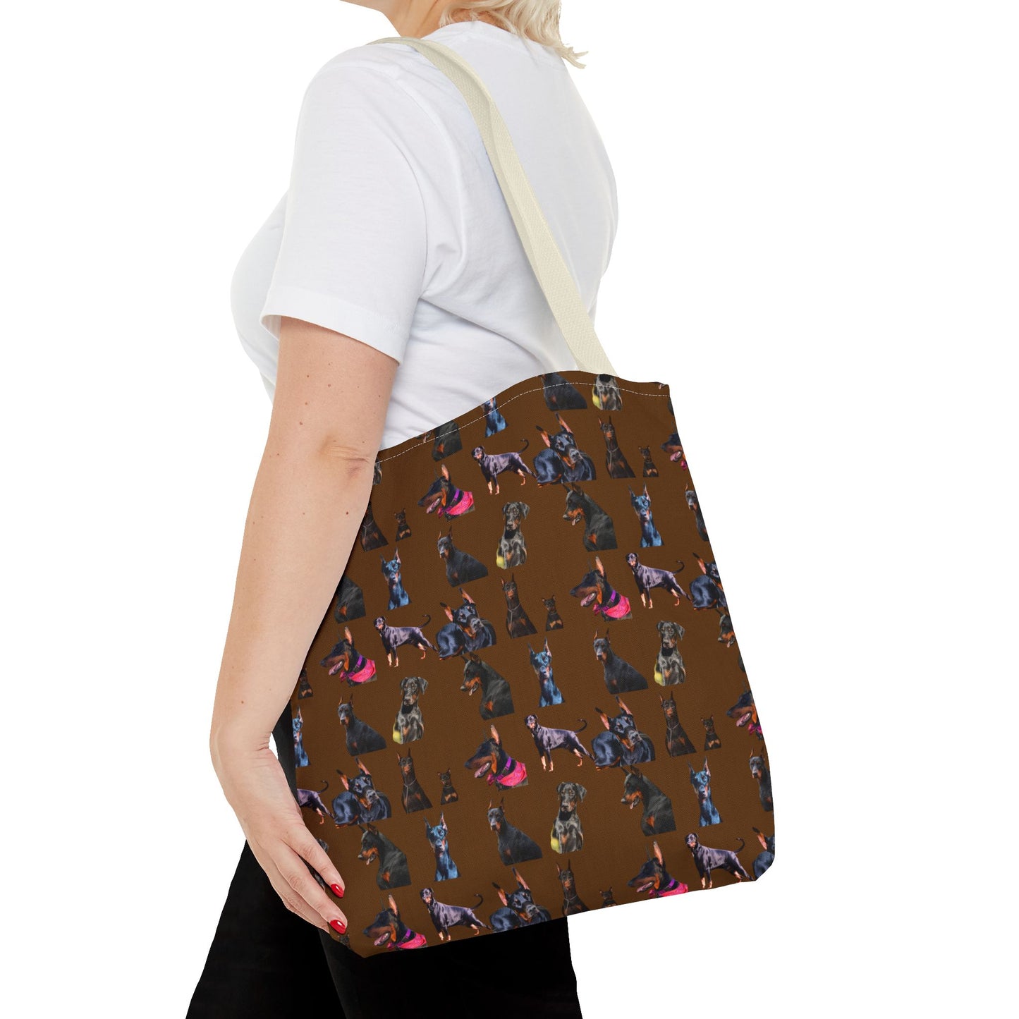 Edition 7 Doberman Model Pattern Brown Tote Bag