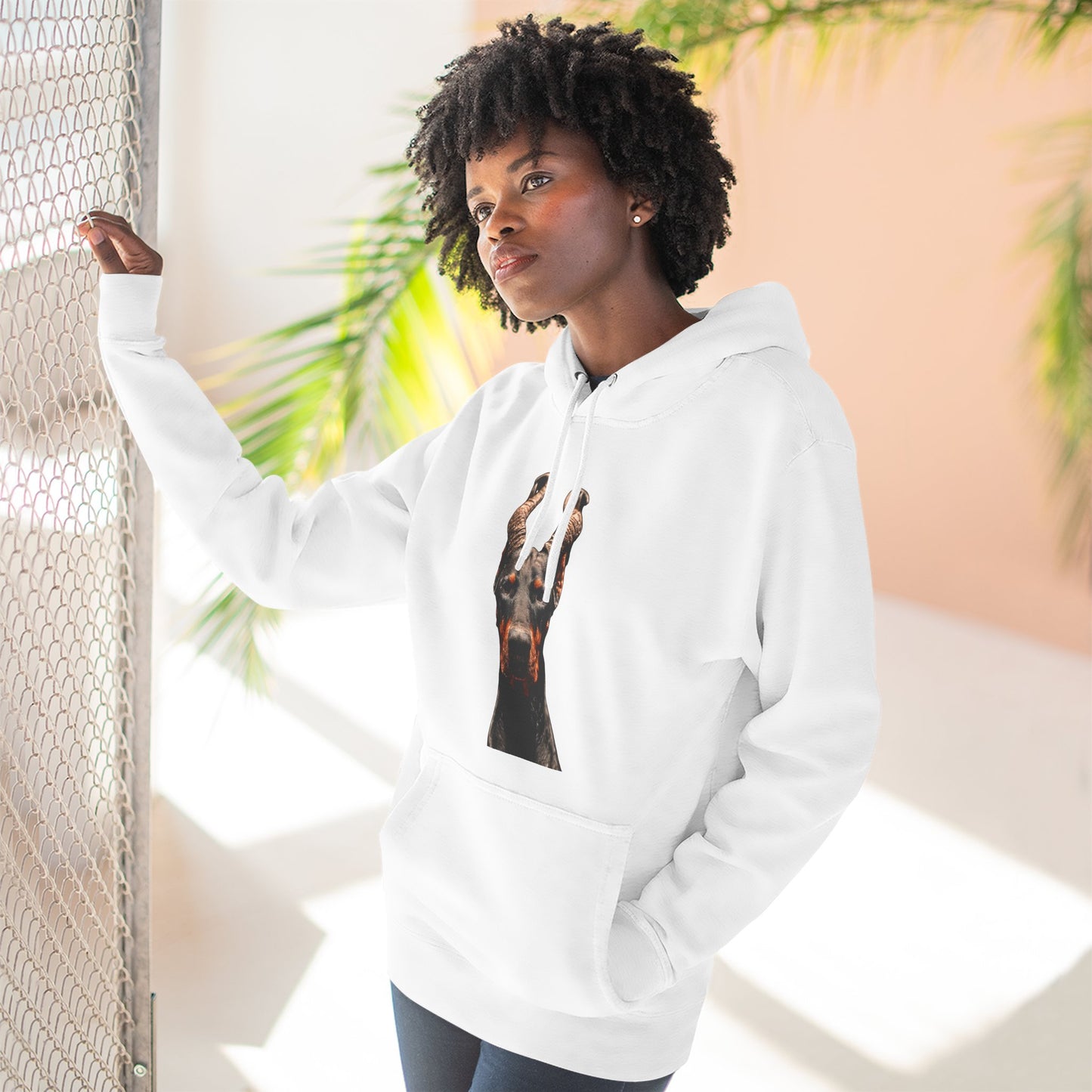 Doberman Goat 1 Fleece Hoodie