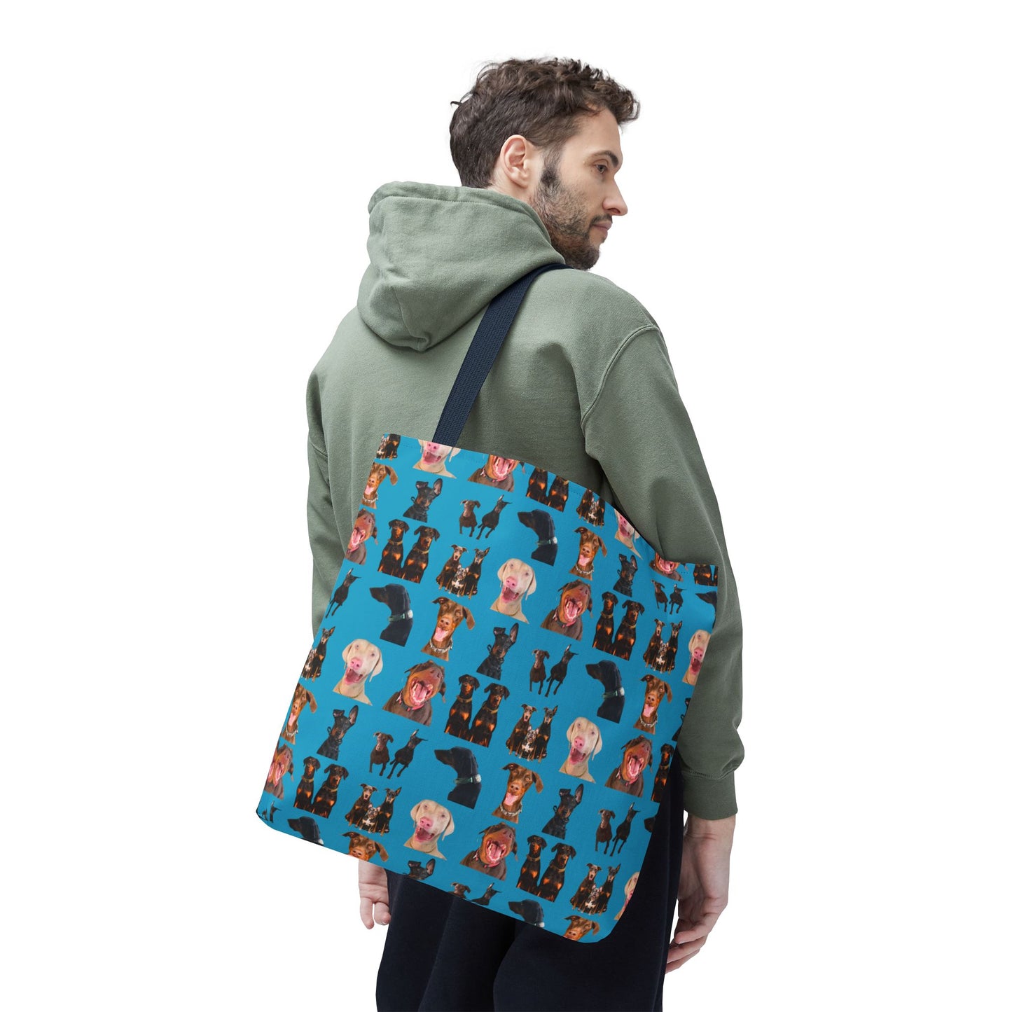 Edition 9 Doberman Model Pattern Turquoise Tote Bag