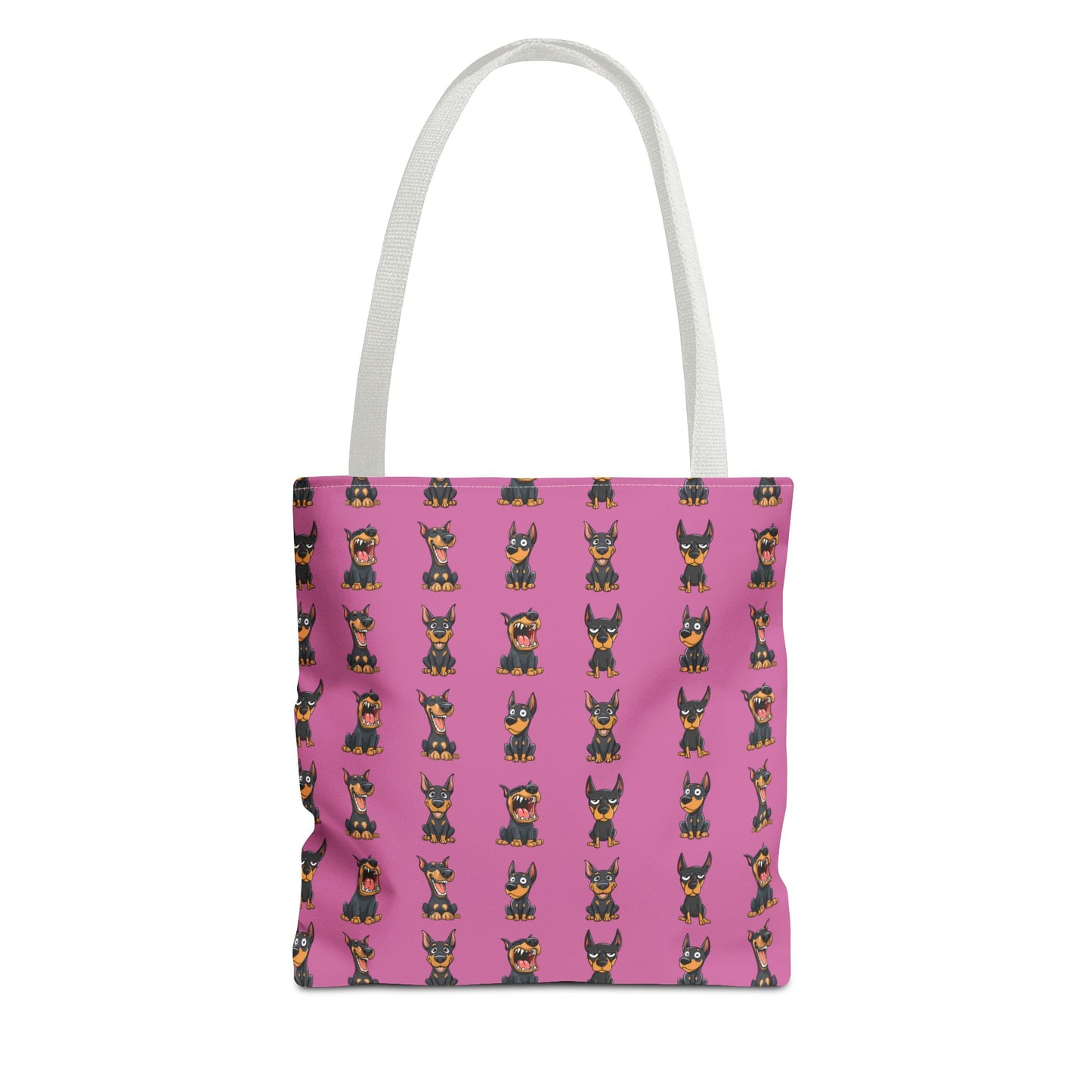Doberman Cartoon Pattern Pink Tote Bag