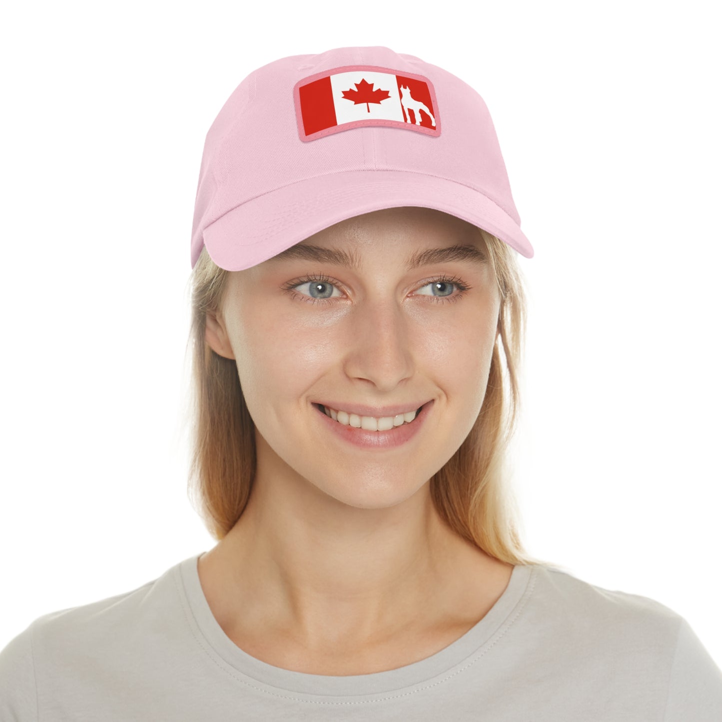 Doberman Protect Canada 2 Dad Hat with Leather Patch (Rectangle)