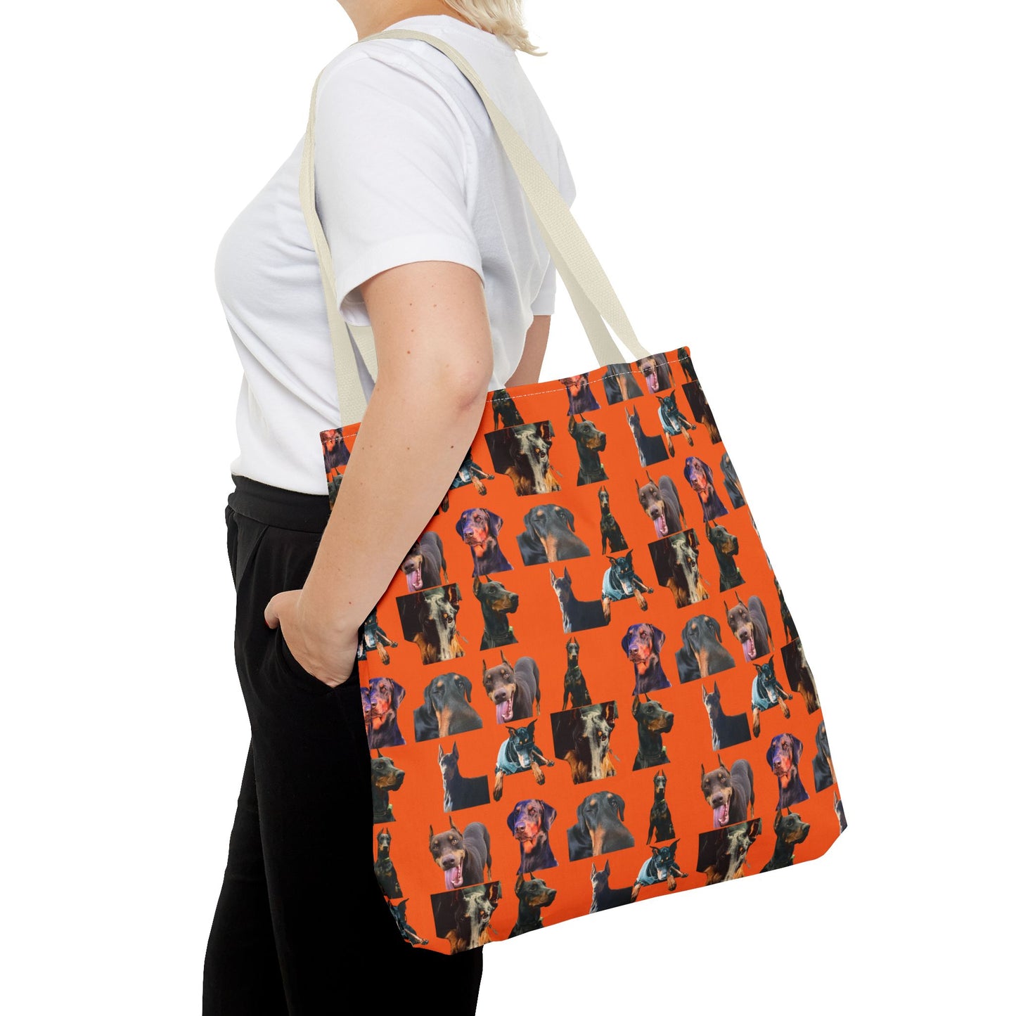 Edition 3 Doberman Model Pattern Orange Tote Bag