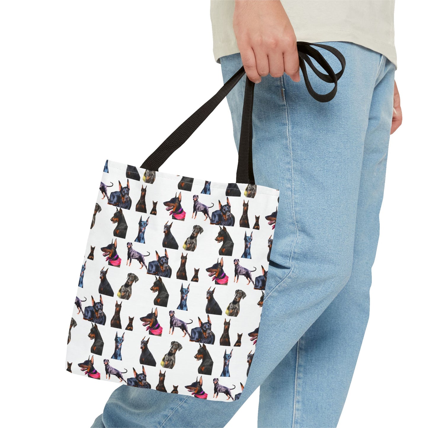 Edition 7 Doberman Model Pattern White Tote Bag