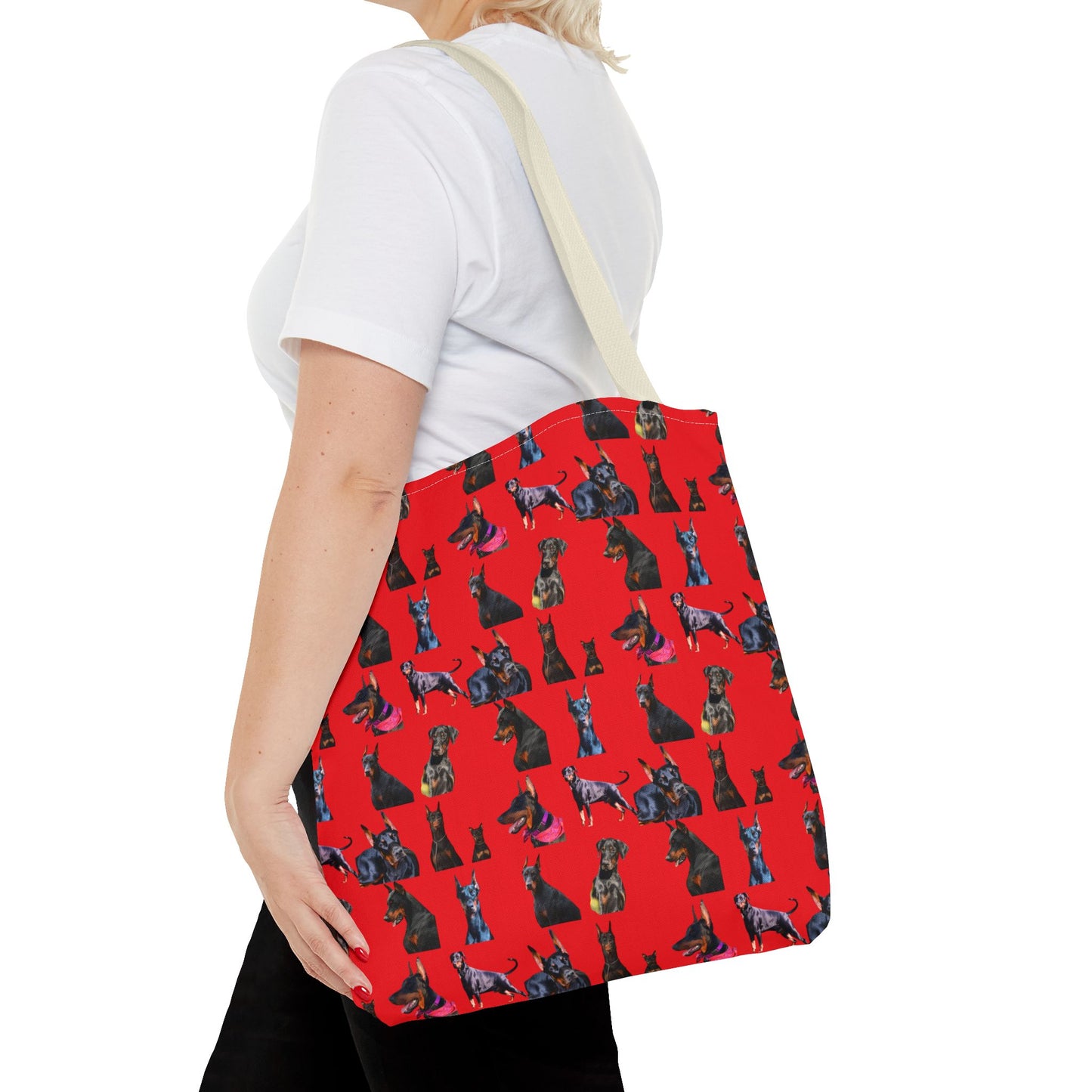 Edition 7 Doberman Model Pattern Red Tote Bag