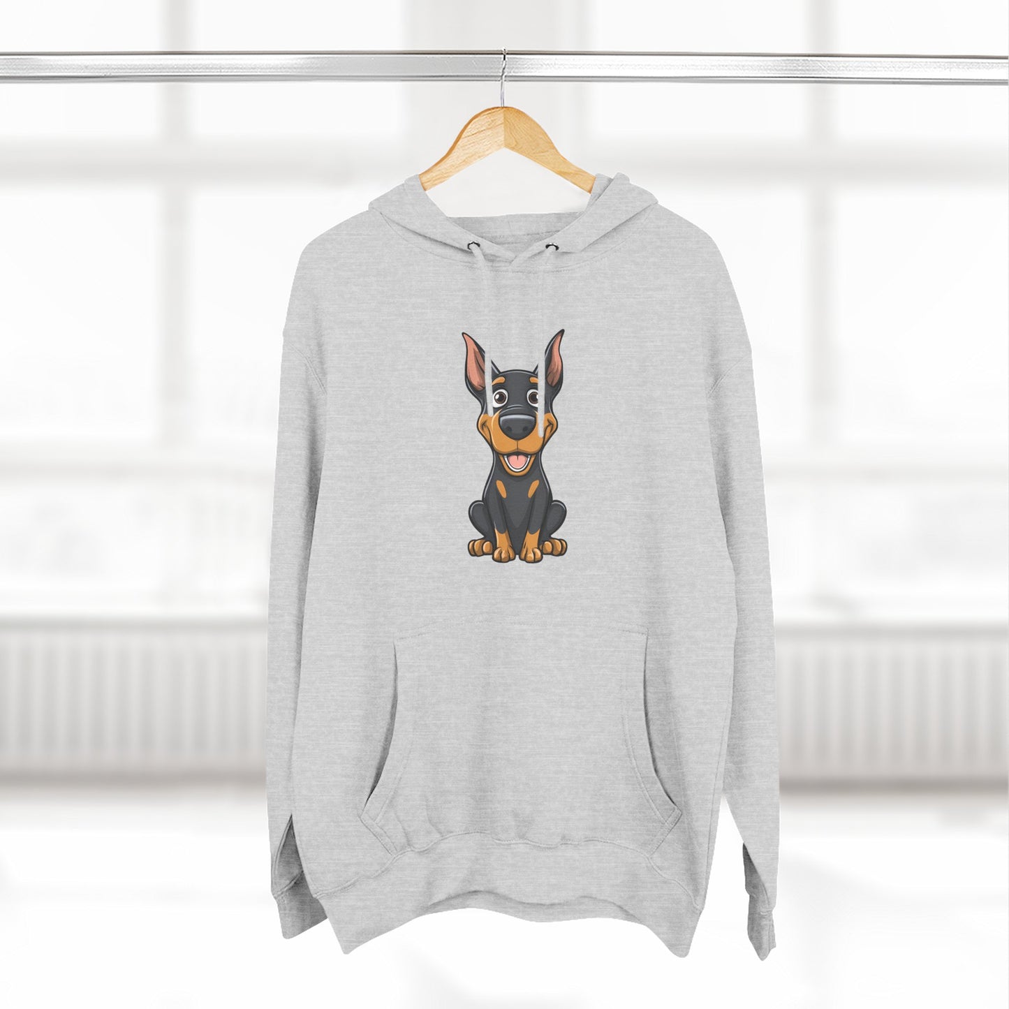 Doberman Cartoon 1 Three-Panel Fleece Hoodie