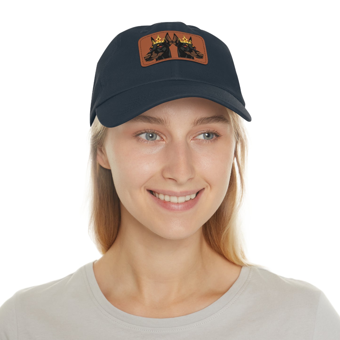 Crown 1 Dad Hat with Leather Patch (Rectangle)