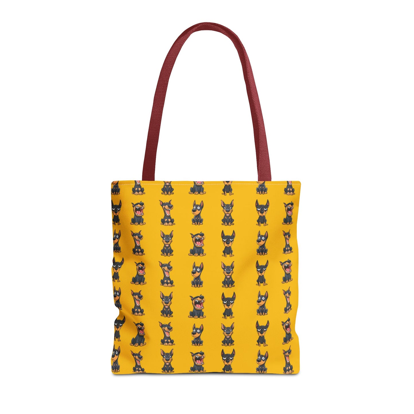 Doberman Cartoon Pattern Yellow Tote Bag
