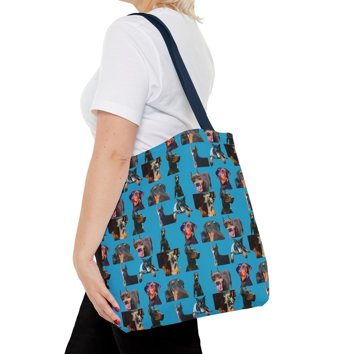 Edition 3 Doberman Model Pattern Turquoise Tote Bag