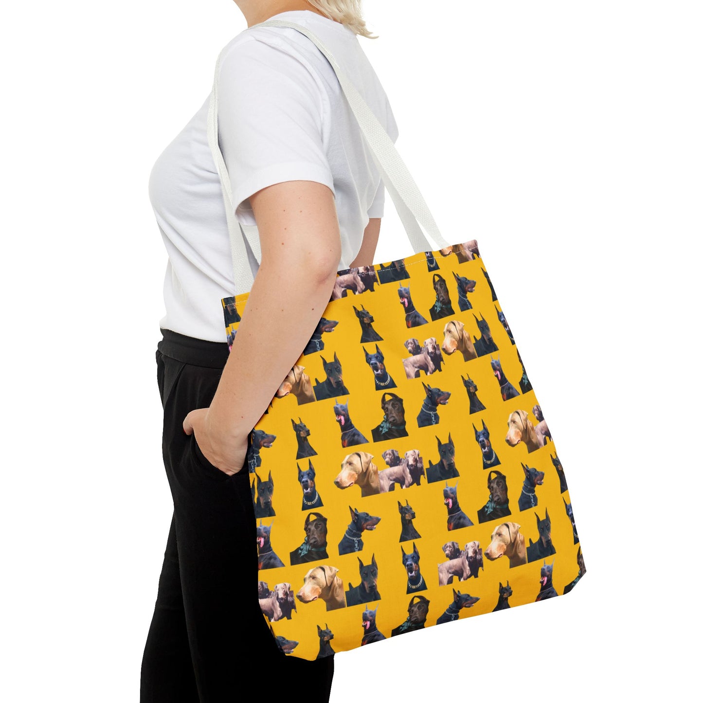 Edition 8 Doberman Model Pattern Yellow Tote Bag