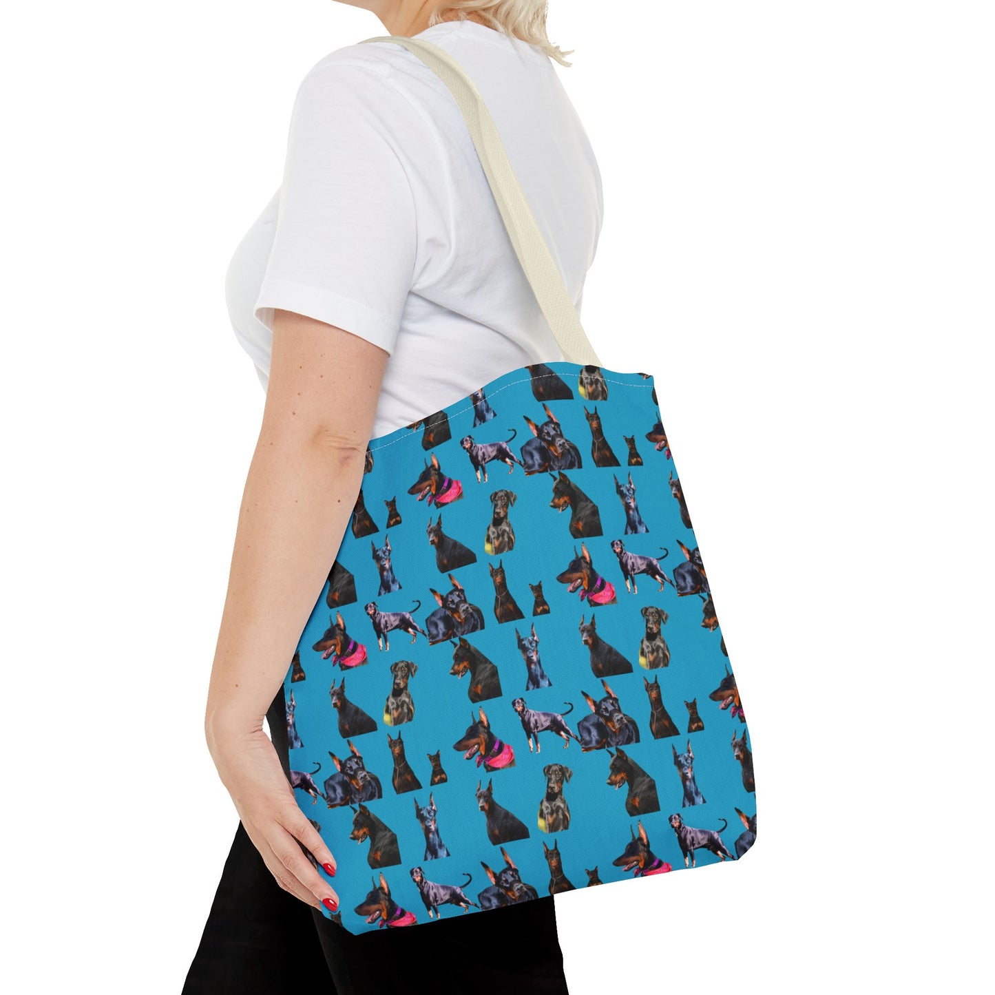 Edition 7 Doberman Model Pattern Turquoise Tote Bag