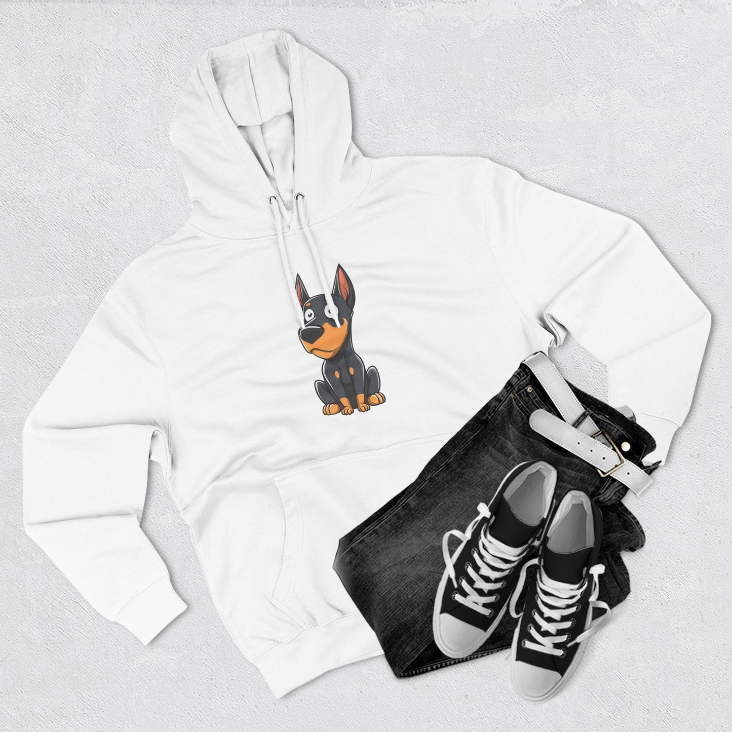Doberman Cartoon 2 Three-Panel Fleece Hoodie