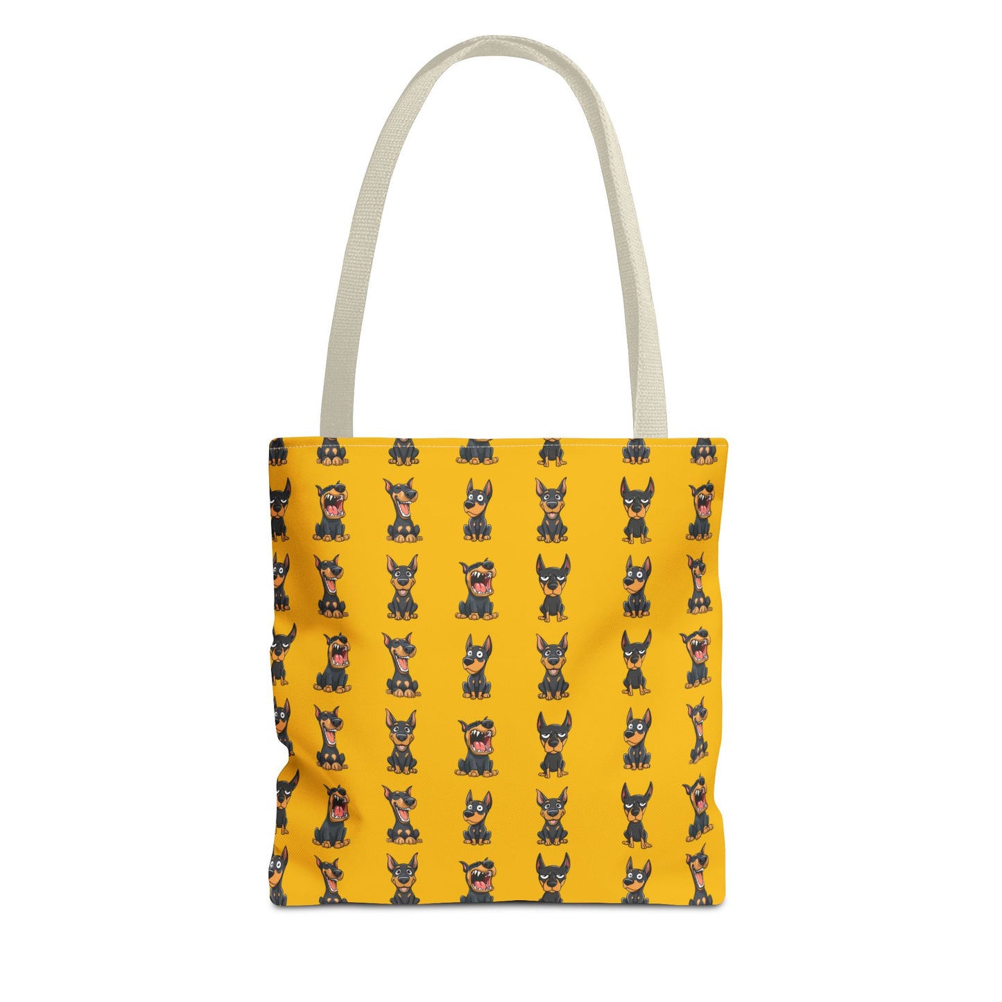 Doberman Cartoon Pattern Yellow Tote Bag