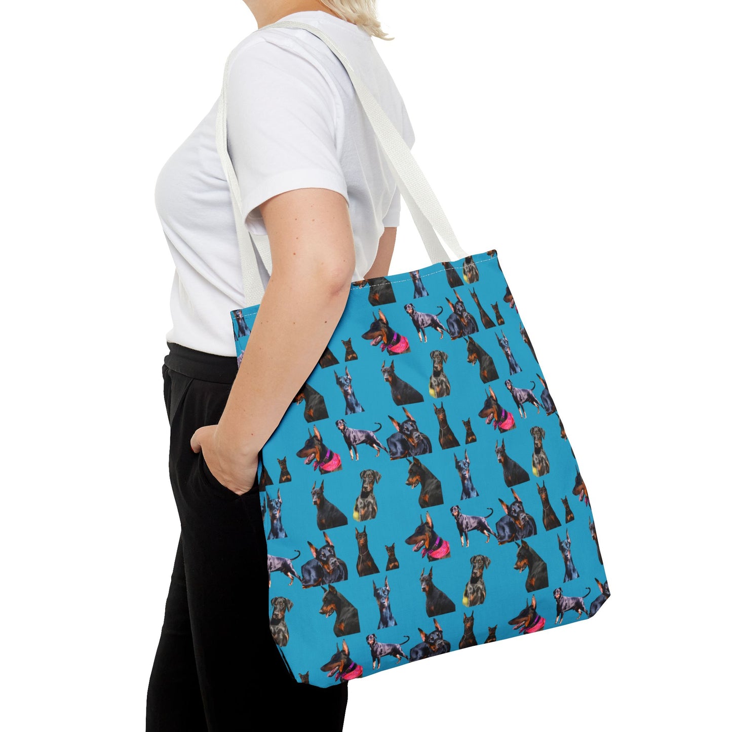 Edition 7 Doberman Model Pattern Turquoise Tote Bag