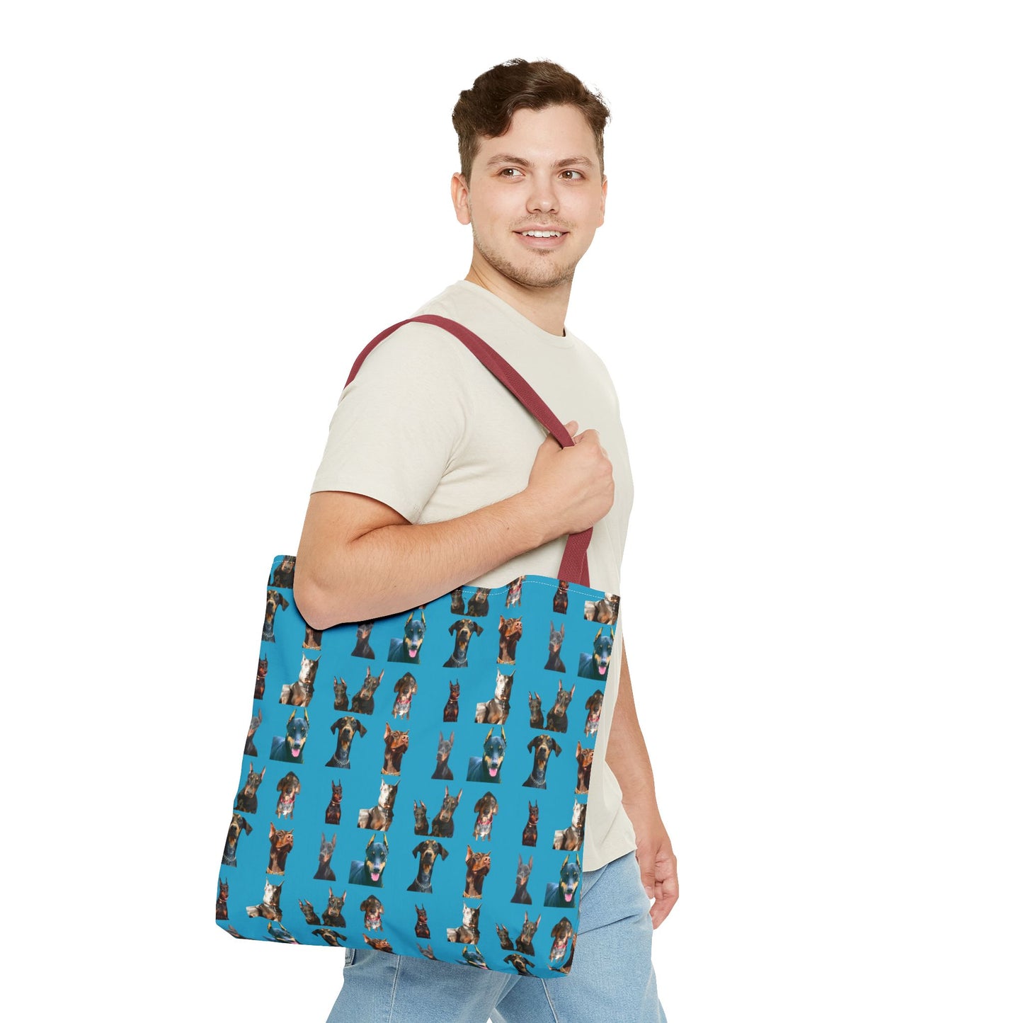 Edition 4 Doberman Model Pattern Turquoise Tote Bag
