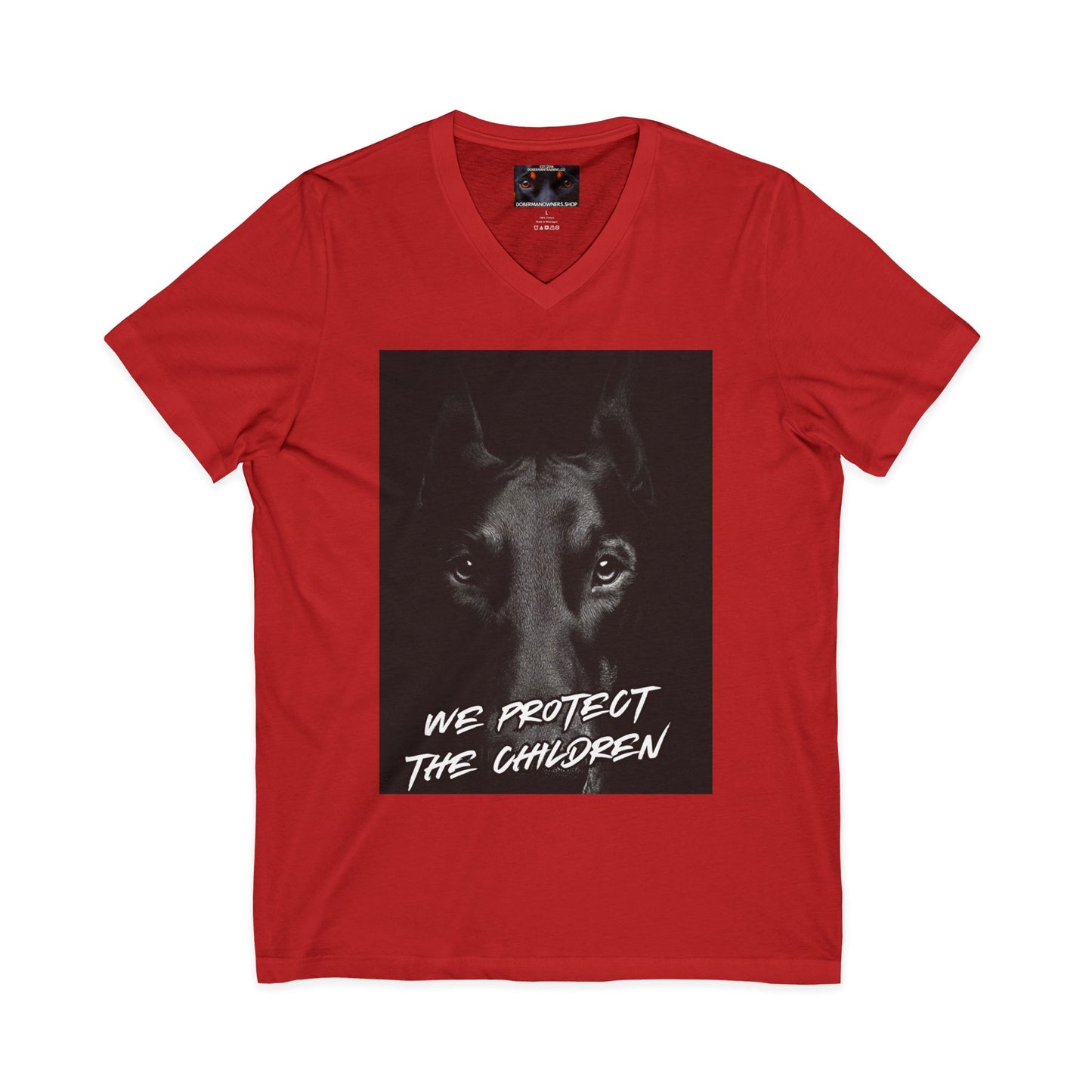 We protect 1 Private Label Unisex Jersey Short Sleeve V-Neck Tee