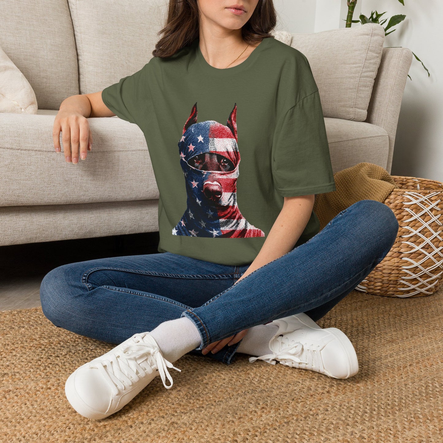 Doberman 2 Portrait T‑Shirt