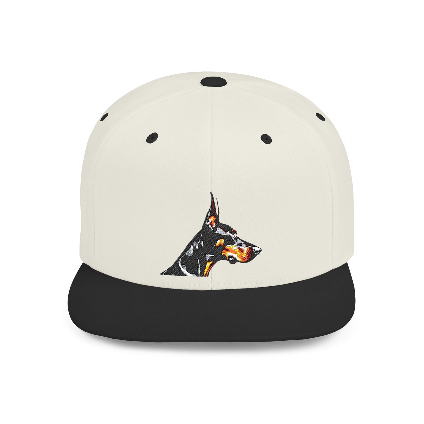 Doberman 5 Embroidered Flat Bill Snapback